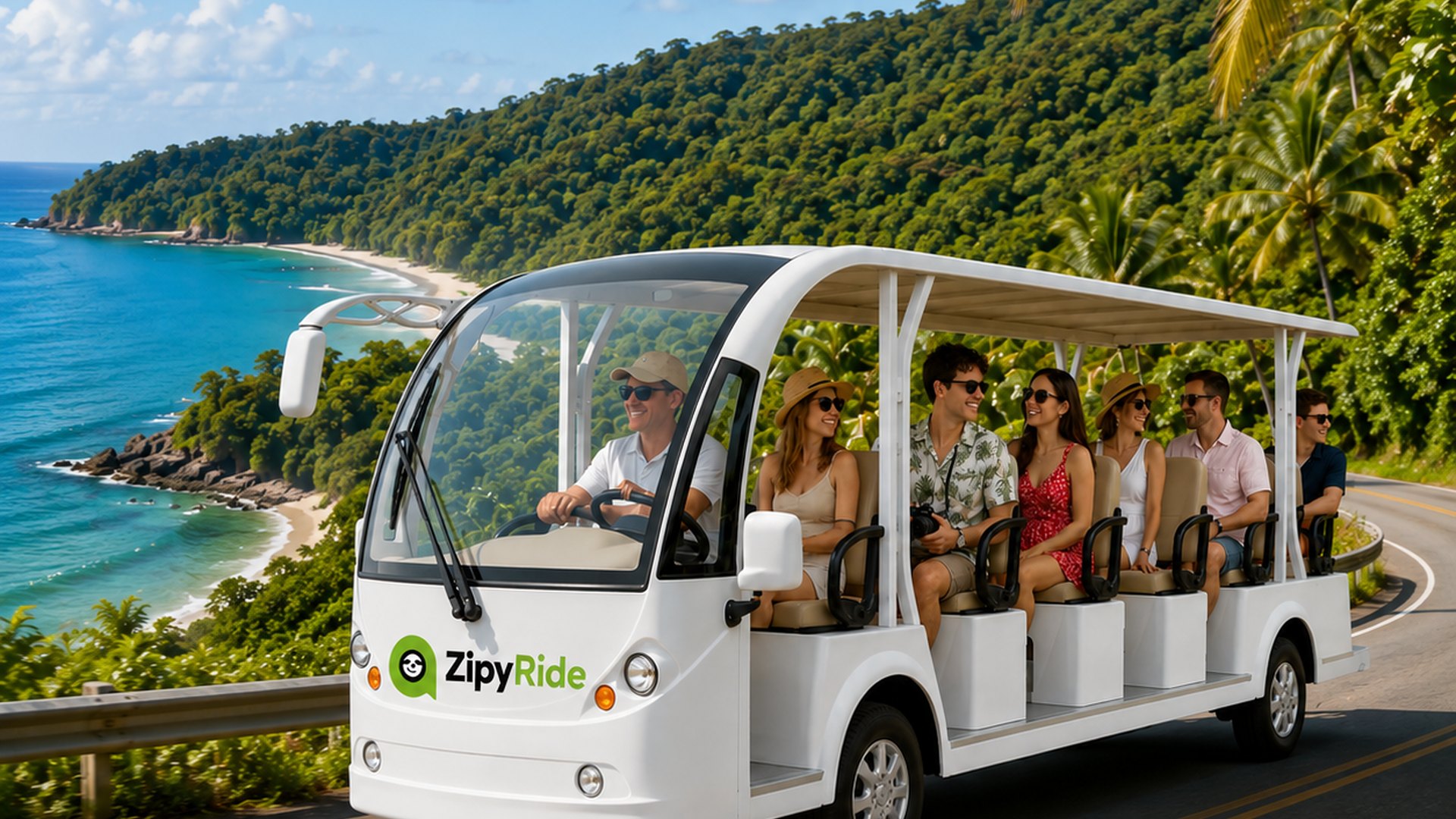 Zipy Shuttle on the road to the beach